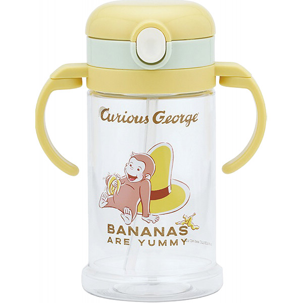 折りたたみ式両手ハンドル＆ショルダーベルト付ストローマグ　おさるのジョージ