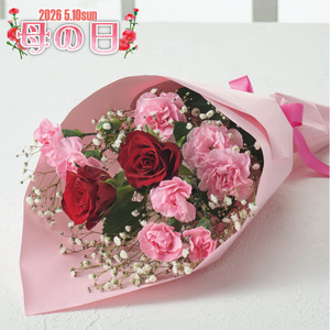 母の日　バラとスプレーカーネーションの花束00