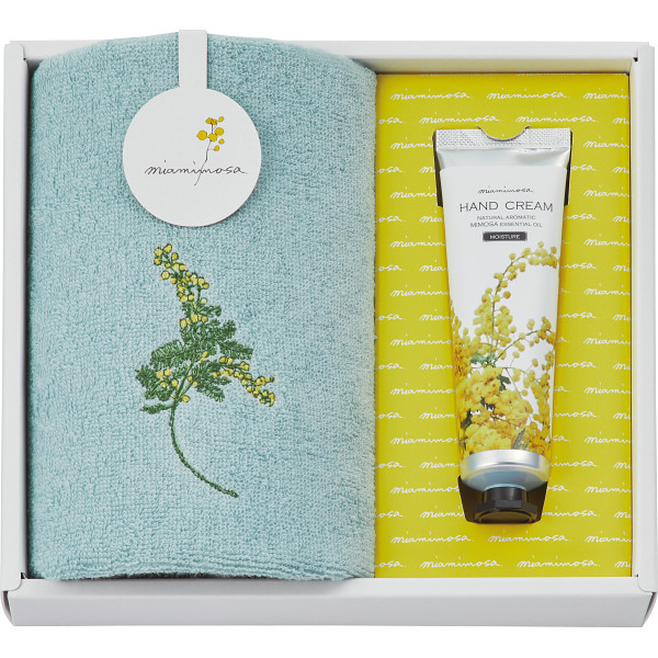 ミアミモザ　今治ハンドタオル＆ハンドクリーム　グリーン