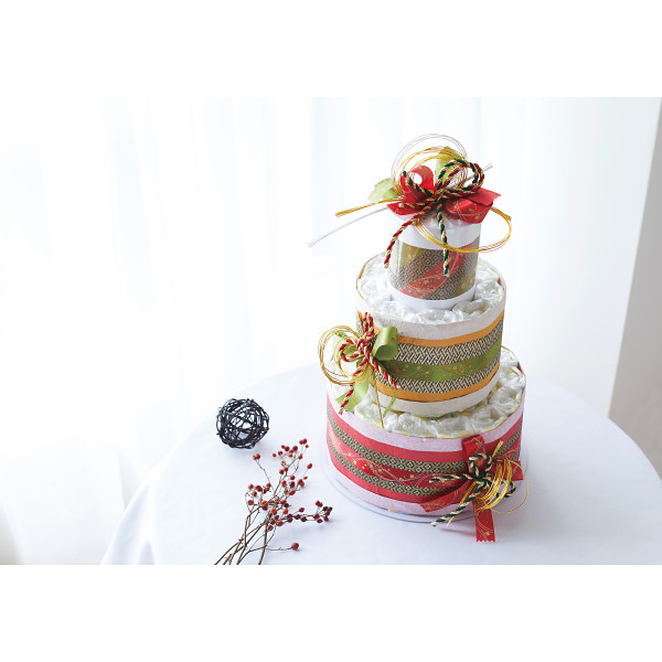 おむつｄｅケーキ　和柄　水引　２段