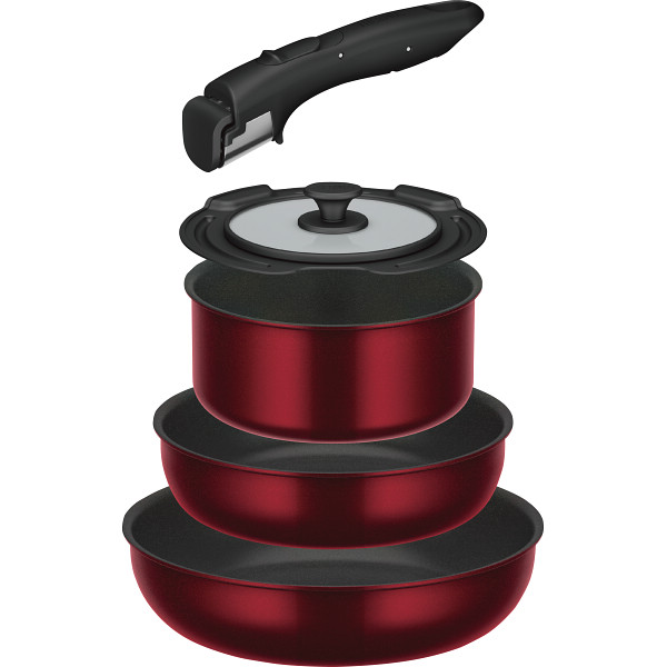 サーモス　取っ手のとれるフライパン５点セット　ディープレッド