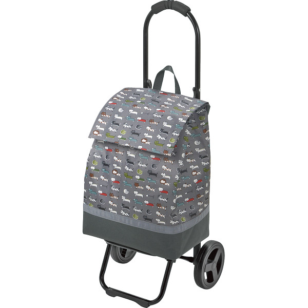 シャルミス　ネコ柄ショッピングカート　グレー