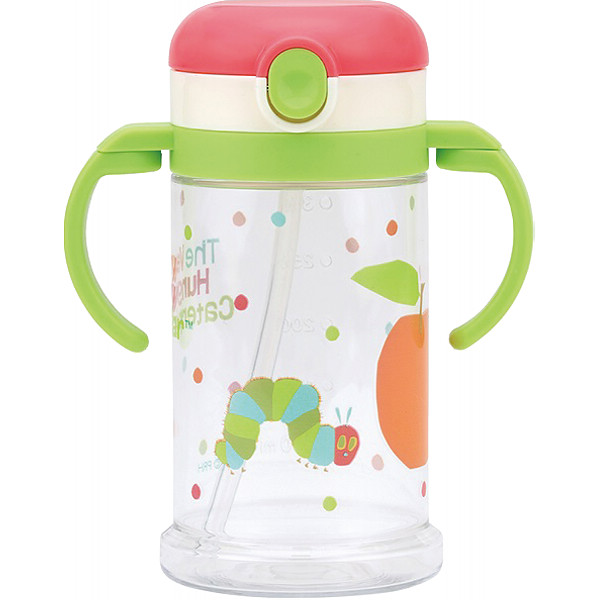 折りたたみ式両手ハンドル＆ショルダーベルト付ストローマグ　はらぺこあおむし