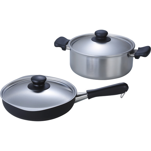 柳宗理　三層両手鍋浅型（２２cm）＆マグマ鉄フライパン（２２cm）セット
