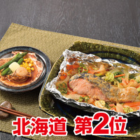 北海道　鮭のちゃんちゃん焼きと帆立バター焼き