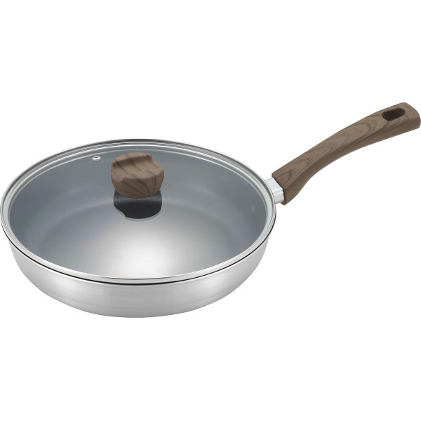 ダンチュウ　ＩＨ対応アルミ三層鋼ガラス蓋付フライパン（２６cm）